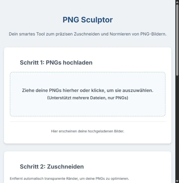 PNG Sculptor interface for cropping and normalizing PNG images