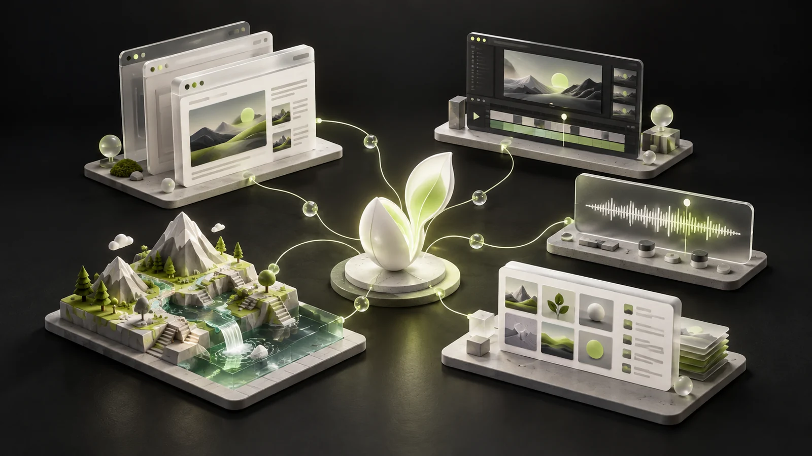 An idea growing into connected websites, a video editor, audio tools and an isometric game world.